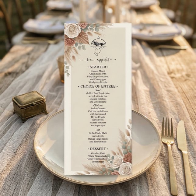 Menu Élégant Mariage Bohème Chic (Créateur téléchargé)
