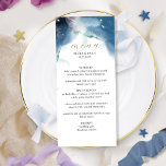 Menu Élégant Mariage céleste étoilé<br><div class="desc">Dégustez vos invités avec cette magnifique carte de menu à thème céleste,  présentant de magnifiques taches d'aquarelle douce avec des étoiles somptueuses créant une scène de galaxie nocturne étoilée exquise. Détails de calligraphie manuscrite moderne. Une partie de notre collection "Mystic Garden" avec divers produits de coordination disponibles.</div>