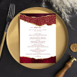 Menu Élégant Mariage d'âge de Bourgogne et d'or<br><div class="desc">Célébrez dans le style avec ces cartes de menu mariage moderne et très tendance. Le design comporte un arrière - plan d'agate de parties scintillant d'aquarelle bordeaux et or avec le texte de police manuscrit correspondant. Ce design est facile à personnaliser avec votre libellé d'événement spécial et vos invités seront...</div>