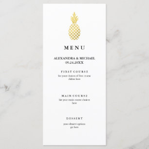 Menu Élégant Mariage d'ananas Gold