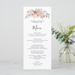 Menu Élégant Mariage d'aquarelle rose pâle