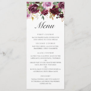 Menu Élégant Mariage de automne floral de prune violett