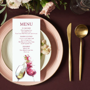 Menu Élégant Mariage de danse du vin rouge et blanc