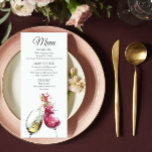Menu Élégant Mariage de danse du vin rouge et blanc<br><div class="desc">Cette carte de menu présente une illustration d'un verre de vin blanc et d'un verre de vin rouge avec un homme et une femme dansant à partir de vin. Simple mais élégant avec texte gris sur un arrière - plan blanc. Ajoutez les détails de votre événement en modifiant le texte...</div>
