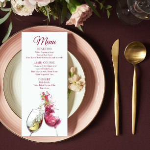 Menu Élégant Mariage de danse du vin rouge et blanc