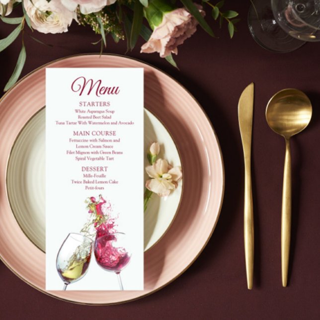 Menu Élégant Mariage de danse du vin rouge et blanc (Créateur téléchargé)