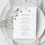 Menu Élégant Mariage de feuillage d'hiver bleu Dusty<br><div class="desc">Pour plus de personnalisation,  cliquez sur le lien "customiser plus" et utilisez notre outil de conception pour modifier ce modèle.</div>