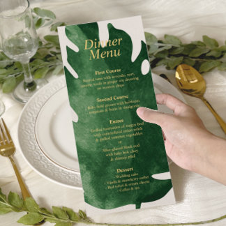 Menu Élégant Mariage de feuille de Monstera verte tropi