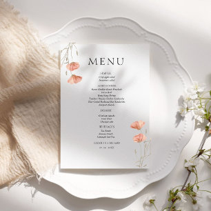 Menu Élégant Mariage de fleurs orange de prés de pavot