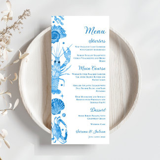 Menu Élégant mariage de la côte de la mer avec aquarell