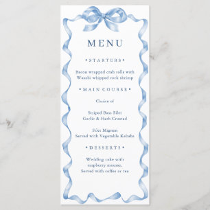 Menu Élégant Mariage de mâchoire bleu Dusty