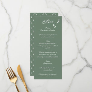 Menu Élégant Mariage de script en vert d'olive Sage for
