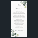 Menu Elégant Mariage de verdure Eucalyptus<br><div class="desc">Elégant Eucalyptus Green Mariage Menu. Le design se compose d'un cadre élégant avec l'aquarelle eucalyptus, un monogramme, et des en-têtes dans la calligraphie moderne. Ce modèle comprend les entrées, le choix de l'arbre et le dessert. Personnalisez avec vos informations, si vous avez besoin d'aide pour customiser, ou différents en-têtes nous...</div>