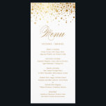 Menu Élégant Mariage Faux Gold Foil Confetti<br><div class="desc">Ajoutez un accent élégant à votre paysage de table d'événements avec cette carte de menu personnalisable. Il présente des points de confetti en feuille d'or imitation avec un script élégant. Personnalisez cette carte de menu élégante en ajoutant vos propres détails. Cette carte de menu fausse feuille d'or est parfaite pour...</div>