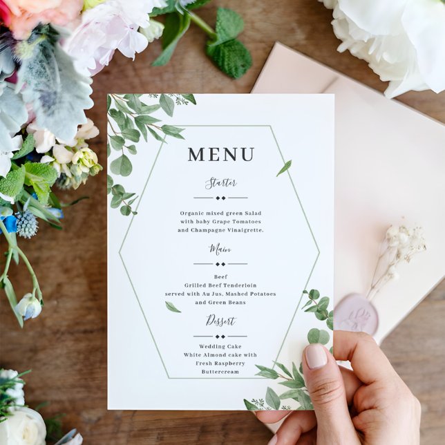 Menu Élégant Mariage Feuille Eucalyptus (Créateur téléchargé)