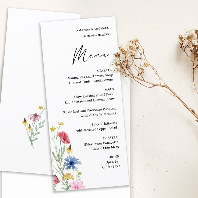 Menu Élégant Mariage Fleur sauvage (Créateur téléchargé)