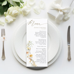 Menu Elégant Mariage Fleur sauvage couleur jaune pâle