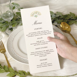 Menu Élégant mariage floral aquarelle rococo