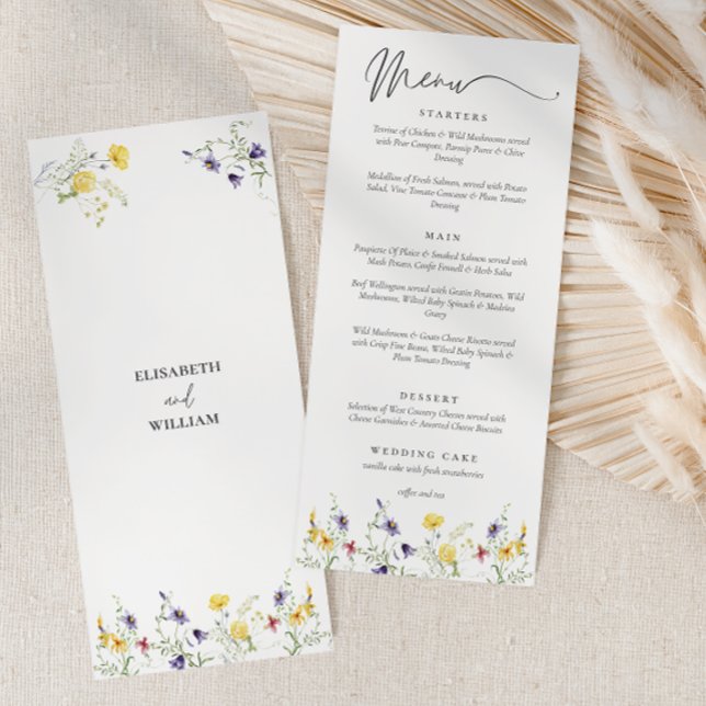 Menu Élégant Mariage Floral Boho (Créateur téléchargé)