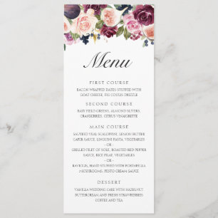 Menu Élégant Mariage floral de la chute de fruits viole