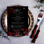 Menu Élégant Mariage floral noir et rouge personnalisé<br><div class="desc">Entrez dans un monde d'élégance grâce à notre menu personnalisé de Mariages floraux noirs et rouges. Ce menu est un parfait mélange de design classique et de détails modernes qui vous permettra d'améliorer votre expérience culinaire. Une combinaison époustouflante de noir audacieux et de rouge passionné fait de ce menu un...</div>