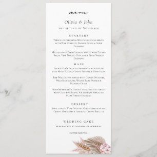 Menu Élégant mariage herbe de la pampa écriture