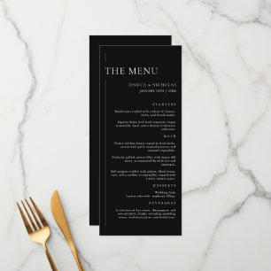 Menu Élégant Mariage minimaliste moderne noir et blanc