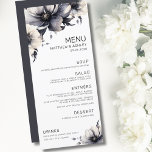 Menu Élégant Mariage moderne noir blanc floral<br><div class="desc">Design mariage moderne moderne, noir et blanc, mignon et sobre. Un look classique mais fantaisiste avec des fleurs noires, grises et crème avec des polices noires et des lettres modernes. Modifiez tout le texte à vos propres informations. Vous pouvez même changer la couleur arrière - plan à tout ce que...</div>