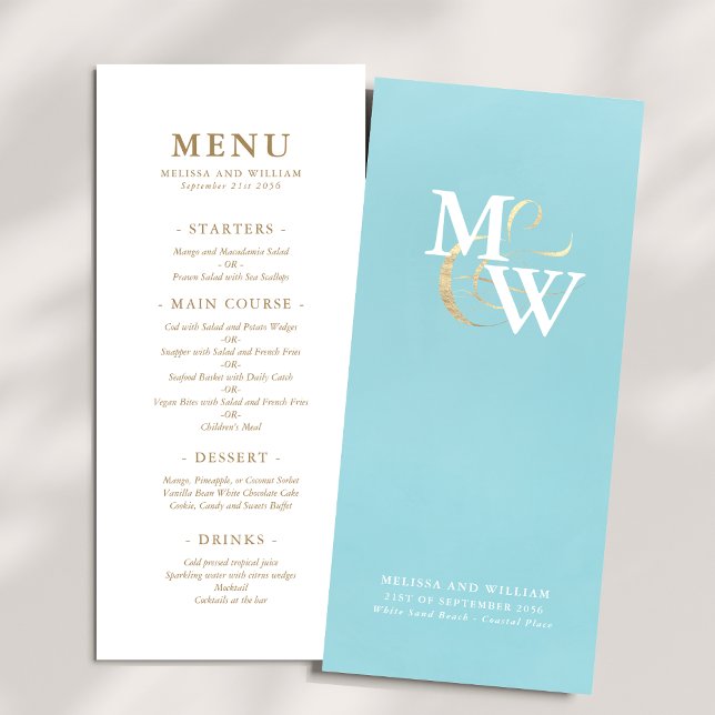 Menu Élégant Mariage Monogramme (Créateur téléchargé)