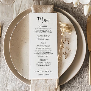 Menu Élégant Mariage noir blanc