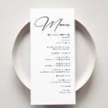 Menu Élégant Mariage noir et blanc<br><div class="desc">Améliorez votre mariage d'hiver avec cet élégant menu mariage noir et blanc, parfait pour ajouter de la sophistication à votre décor de mariage d'hiver. Ces cartes de menu mariages offrent des idées de menu mariages élégantes qui complètent les décorations de mariage rustiques d'hiver. Que ce soit pour un mariage d'hiver...</div>