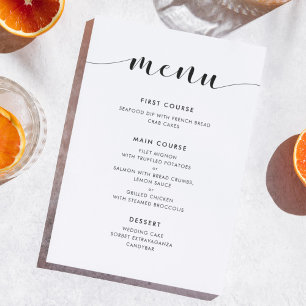 Menu Élégant Mariage noir et blanc