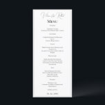 Menu Elégant Mariage noir et blanc personnalisé<br><div class="desc">Beau menu noir & blanc de base personnalisé avec votre choix de noms et date d'événement spécial en bas. Parfait pour tous les mariages de saison. Une élégance simple.</div>