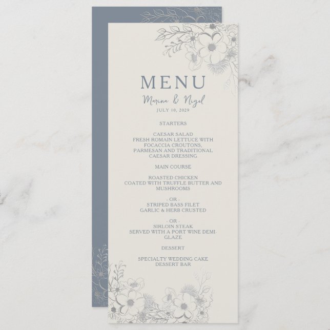 Menu Élégant Mariage périphérique (Devant / Derrière)