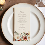 Menu Élégant Mariage romantique de chute de rouille flo<br><div class="desc">Élevez votre mariage d'automne avec notre Elegant Romantic Fall Floral Rust Mariage Menu. Cette pièce de charme allie les tons chauds et terreux de la chute à un motif floral sophistiqué,  créant un parfait mélange d'élégance rustique et d'allure romantique.</div>