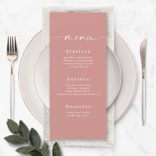 Menu Élégant Mariage Rose Poussiéreuse Rose Uni