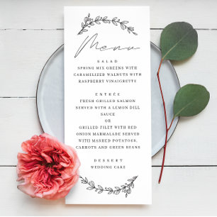 Menu Élégant mariage simple botanique floral script