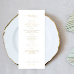 Menu Élégant mariage simple de typographie or<br><div class="desc">Tendance minimaliste simple faux or calligraphie texte personnalisé modèle carte de menu mariage.</div>