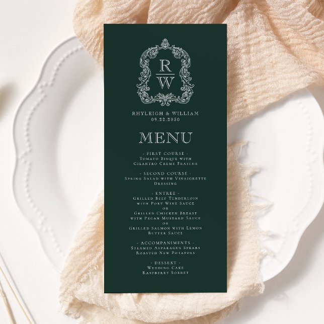 Menu Élégant Mariage vert de la forêt de monographie (Créateur téléchargé)