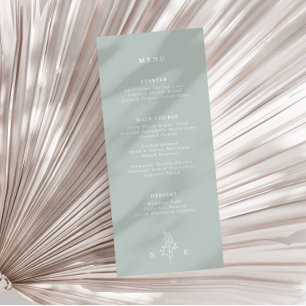 Menu Élégant Mariage vert feuille de monogramme