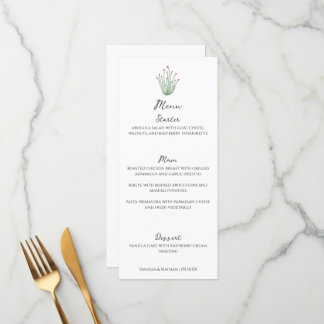 Menu Élégant Mariage vertical rose ocotillo Cactus