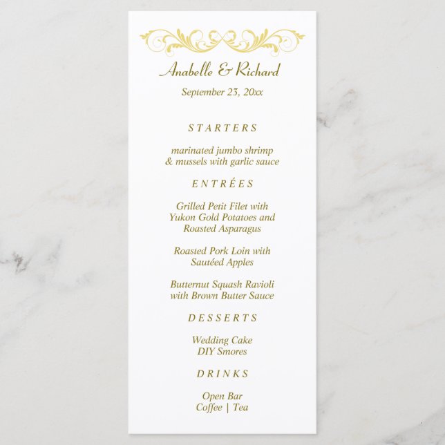 Menu Élégant Mariage victorien (Devant)