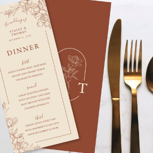 Menu Élégant Mariage Whimsical en terre cuite