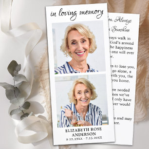 Menu Elégant Memorial 2 Photo Funeral Prayer Card