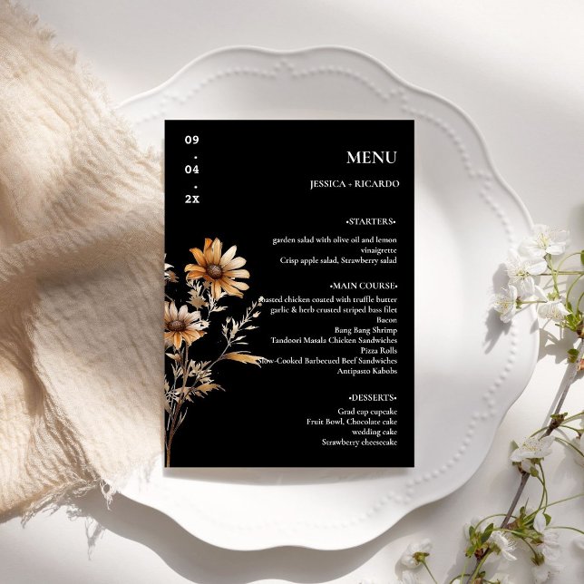 Menu Élégant minimaliste Boho Fleur sauvage table Maria (Créateur téléchargé)