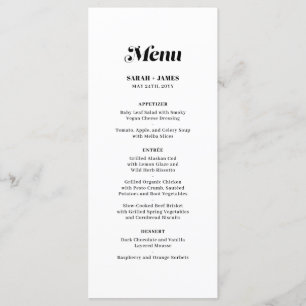 Menu Élégant minimaliste Bold Calligraphie Mariage blan