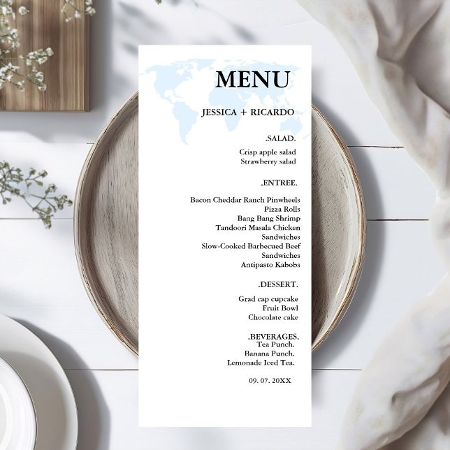 Menu Elégant minimaliste DestinationDusty Blue Mariage (Créateur téléchargé)