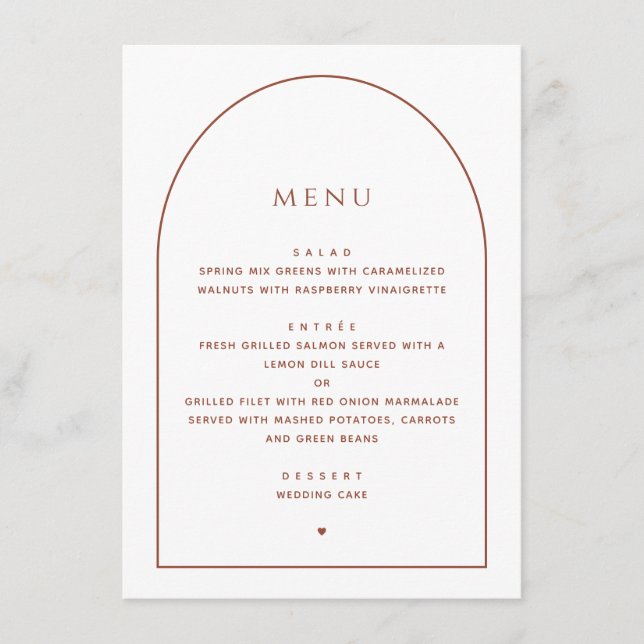 Menu Élégant minimaliste Mariage | Dîner De Réception A (Devant)