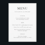 Menu Élégant minimaliste | Moderne Chic Mariage simple<br><div class="desc">Une carte simple et élégante de menu mariage dans un style moderne minimaliste avec une typographie classique et une atmosphère chic et sophistiquée. Le texte peut facilement être personnalisé avec vos options de menu pour un design mariage unique. Si vous avez besoin d'aide pour customiser ce produit, veuillez me contacter...</div>