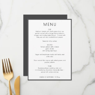 Menu Élégant Minimaliste Moderne Mariage Simple Dîner B
